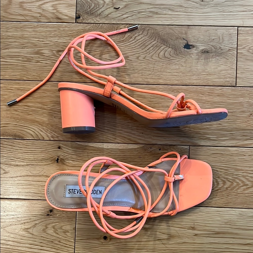 Steve Madden Orange Strappy Heels with Block Heel